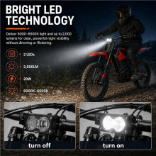 Led Spotlight Headlight for Yozma in 10 Dirt Pit Bike , 20W LED Headlight 6000K Plug- Motorcycle Auxiliary Light