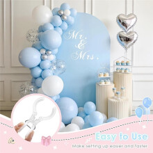 Spring Clamps,Clear Plastic Clips with 100 Pcs Long Balloons for Balloon Arch Backdrop Decoration Projects