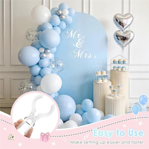 Spring Clamps,Clear Plastic Clips with 100 Pcs Long Balloons for Balloon Arch Backdrop  Decoration Projects