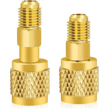 R32 R454B Refrigerant Brass Adapter, 1/4 Inch Female to 1/4 Inch Male Reverse Thread Fitting,for R-454B/R-32 Tanks Split