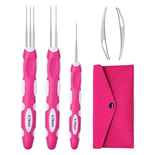 Crochet Hook with Ergonomic Handle, 0.75 mm Hairpin Braid Hairlock, Braid Crochet Hook