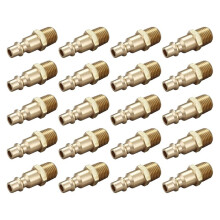 Air Hose Fittings Quick Connect 1/4 Inch NPT, Brass Male Air Coupler Plug Set, 20 Piece Industrial Type D