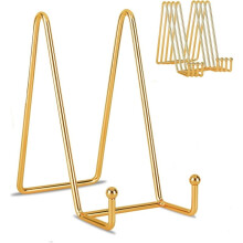 5 Pack 8 Inch Gold Metal Display Stands Plate Stand Display Stands for Picture, Decorative Plate, Book, Photo Easel