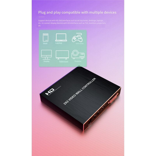 1080p 2x2 Video Wall Controller TV Splicing Box 1x2 1x3 1x4 -Compatible 4 Screen Splicer  Adjustment RS232 2
