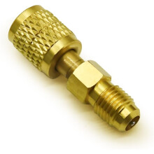 Adaptador de Latón para Refrigerante R32 R454B, Conexión Hembra de 1/4 de Pulgada A Macho de 1/4 de Pulgada con Rosca Inversa, para Tanques