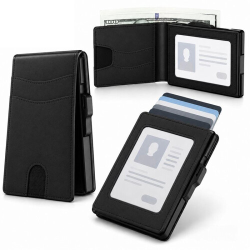 Men'S - PU RFID Blocking Bifold Wallet Card Holder Credit Holder Fold Design RFID Blocking 1