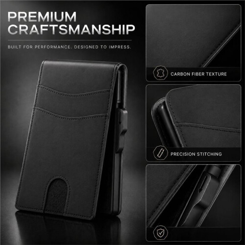 Men'S - PU RFID Blocking Bifold Wallet Card Holder Credit Holder Fold Design RFID Blocking 2
