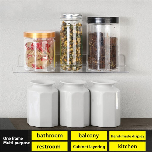 Self Adhesive Storage Shelf Wall-Mounted Rack for Bathroom and Kitchen Accessories A-30x20CM 2