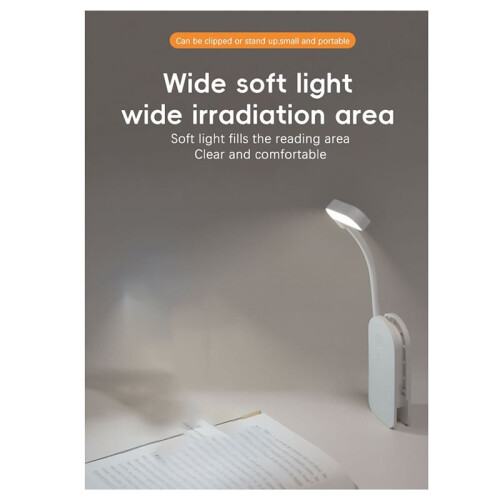 LED Clip- Reading Light - Adjustable, Portable & USB Rechargeable Book Light for Night Reading 2