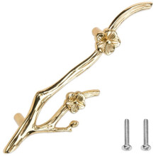 Branch Shape Drawer Pulls Brass European Kitchen Cabinet Handles Retro Gold Flower Door Handle Decorate Furniture Left