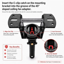 Sloped Ceiling Fan Adapter for Sloped & Vaulted Ceilings to 45 Ceiling Fan Bracket Mount Kit, Ceiling Fan Bracket