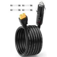 12V/24V Car Charger to XT60 Cable for Power Station 14AWG 6.6FT,with 4 Fuses for Delta 2, Bluetti EB55