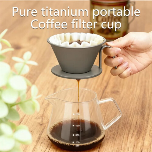 Pure Titanium Coffee Filter Cup, Hand Brewed Coffee Filter, Sturdy Coffee Brewing Equipment