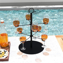 1 Tree-Shaped Wine Glass Display Rack with Two Layers and Eight Compartments, Perfect for Displaying Party Drinks