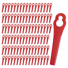 100 Pieces Plastic Trimmer Blades Replacement Nylon Blades, Red, Garden Mower Accessories