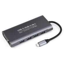Estación de Acoplamiento USB C 11-en-1 4K RJ45 Ethernet Lector  TF 100W PD Carcasa de Aluminio Plug &