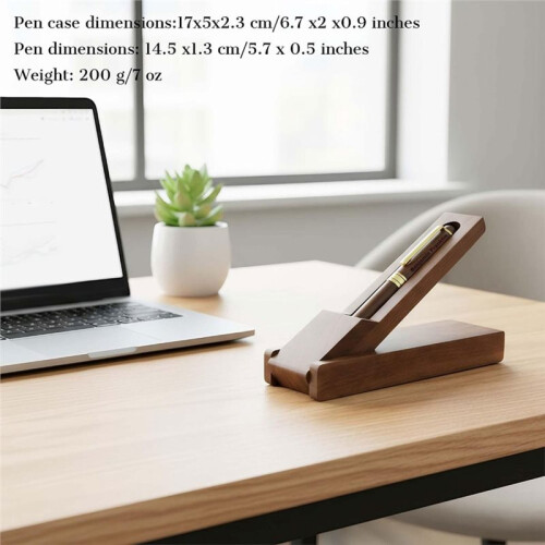 Folding Walnut Fountain Pen Case - Rotating Display Box and Pen Stand Set (Black Walnut) 1