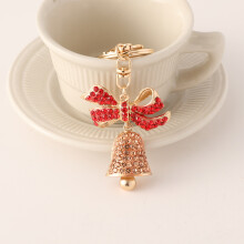 New Rhinestone-Encrusted Christmas Bell Keychain Pendant Small Gift Decoration