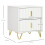 2-Piece White & Gold Fluted Bedside Tables 2