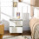 2-Piece White & Gold Fluted Bedside Tables 6