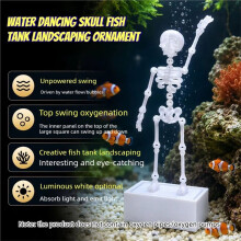 Fish Tank Dancing Rocking Skull Ornament Fish Tank Bubbler DancingSkull Movable Oxygen Noctilucent Aquarium DanceSkull A