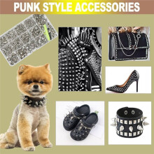 593 Sets Punk Studs en Spikes Kit, Vierkante Piramide & 8 Maat Conus Spikes voor Kleding, Leer DIY Ambachten