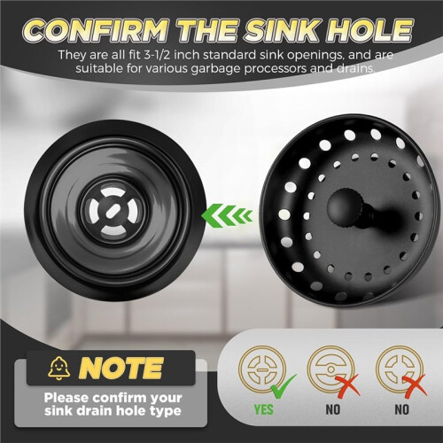 4 Pcs Matte Black Kitchen Sink Accessories Garbage Disposal  Guards 3.4'' Sink Drain Strainer and Stopper 1