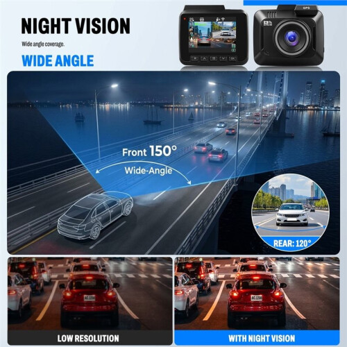 Câmera de Painel de Carro Visão 1080P Câmera Frontal e Traseira 2,4 Polegadas DVR Digital de Vídeo Espelho Caixa Preta 2