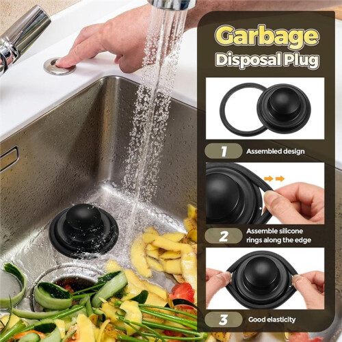 4 Pcs Matte Black Kitchen Sink Accessories Garbage Disposal  Guards 3.4'' Sink Drain Strainer and Stopper 2
