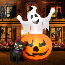HOPOCO 5 FT Halloween Ghost Pumpkin Black Cat Inflatables Outdoor Yard Decor for Spooky
