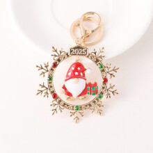 Christmas Series Rhinestone Santa Claus Keychains Snowflake Bag Charms Gift Pendants Exquisite