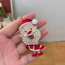 New Rhinestone Santa Claus Car Keychain Pendant and Cute Women's Bag Charm