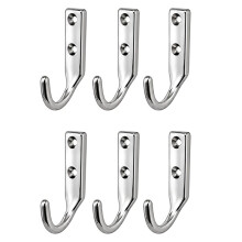 6 Pack 316 Stainless Steel Wall Hooks , Heavy Duty Marine Grade Utility Coat Hooks for Indoor Outdoor Garage Kitchen