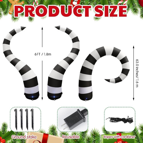 Built-in LED Halloween Inflatable Worm Decorations 3 Pack for Yard 1