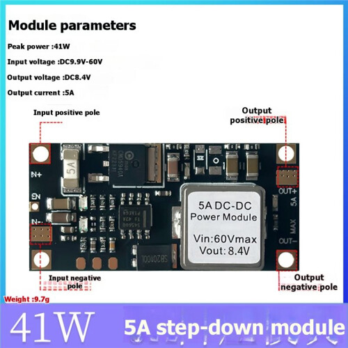 5A - Step-Down Module Power Converter Low Ripple High Efficiency for Drones Industrial Control DC9.9-60V to 8.4V 1