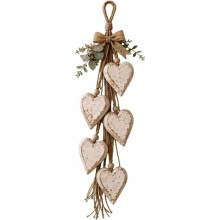 Rustic Neutral Heart Wall Decor, Hanging Heart Decoration with 5 Layer Wooden Hearts- Farmhouse with Lights