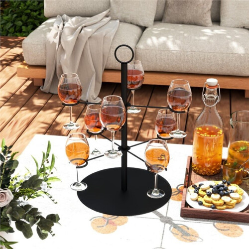 1 Tree-Shaped Wine Glass Display Rack with Two Layers and Eight Compartments, Perfect for Displaying Party Drinks 2
