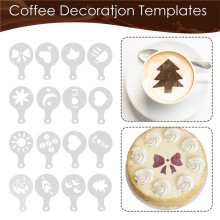 24 Pcs Coffee Latte Art Set Decorative Molds- Versatile Latte Art Kit with Stencils, Shaker, and Spoon