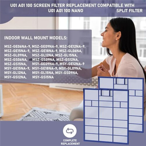 U01 A01 100 Reservfilter Kompatibelt med för  Electric U01 A01 100 -Splitfilter 1