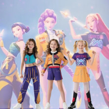 (blue, 110) Hunter Girl Group Stage Outfit COS K-POP Lumi Kids Set, Dance Performance Role Play Costume