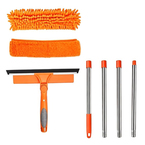 Window Cleaner Tool 68'' Squeegee for Window Cleaning Extension Pole Scrubber with Rotating  Streak-Free Squeegee 1