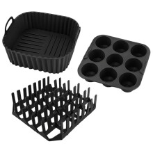 Square Air Fryer Silicone Baking Tray Multifunctional Baking Pan for Bacon, Hot Dog, and Pizza Rack Baking Tool Tray