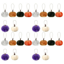 24 Piezas de Adornos de Árbol de Otoño - Adornos de Calabaza de Terciopelo Colgantes para Decoración de Fiestas de Otoño en el Hogar