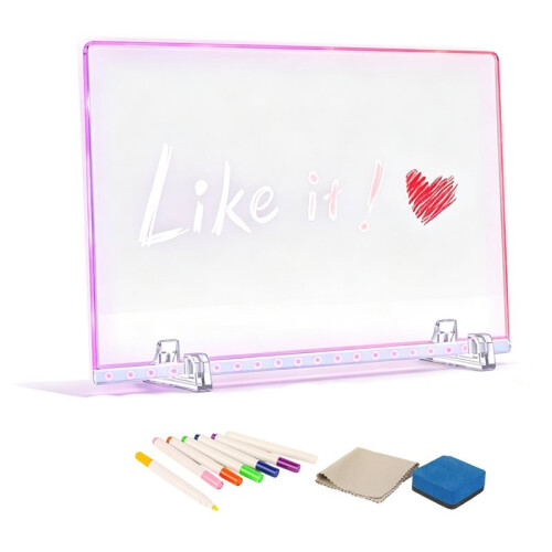 Reusable Children'S Acrylic Drawing Board, Lighted Drawing Lamp, Fluorescent Board, Display Board, DIY Kit