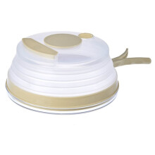 Microwave Splatter Cover with Base Plate,Collapsible Microwave Cover for Food with Handle and Seasoning