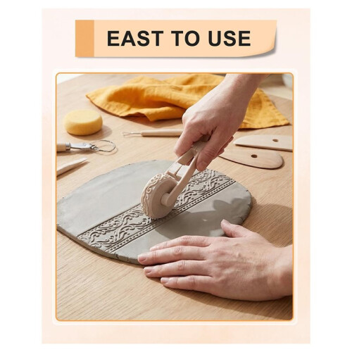 6pcs Clay Texture Rollers with Handle for DIY Stamp Roller Pottery, Baking & DIY Crafting Embossing Kit 2