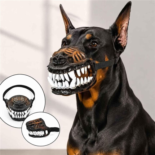 Realistic Dog Muzzle Mask Scary Teeth Halloween Costume No Blood，S 2