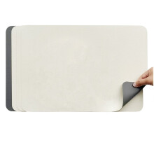 4PCS Double-Sided Placemat Set with Coasters PC Non-Slip Washable Heat Insulation 43x30CM Grey Beige