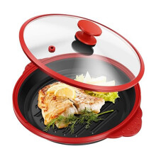 Microwave Grill Pan with Cover, Griddle & Crisper for Grilling Crisping Cheese Making & More