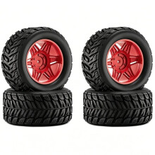 Rubber Tires Wheels for SCY 16101 16102 for MJX 16207 HBX 16889 for 1/16 SUMMIT E- Revo ARRMA KRATON Red